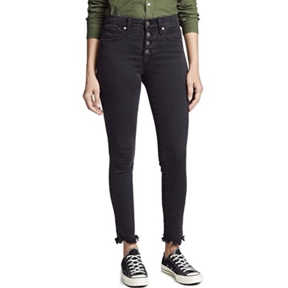 Madewell Jeans - 9" Mid-Rise Skinny Jeans - Berkeley Black - Button - 27